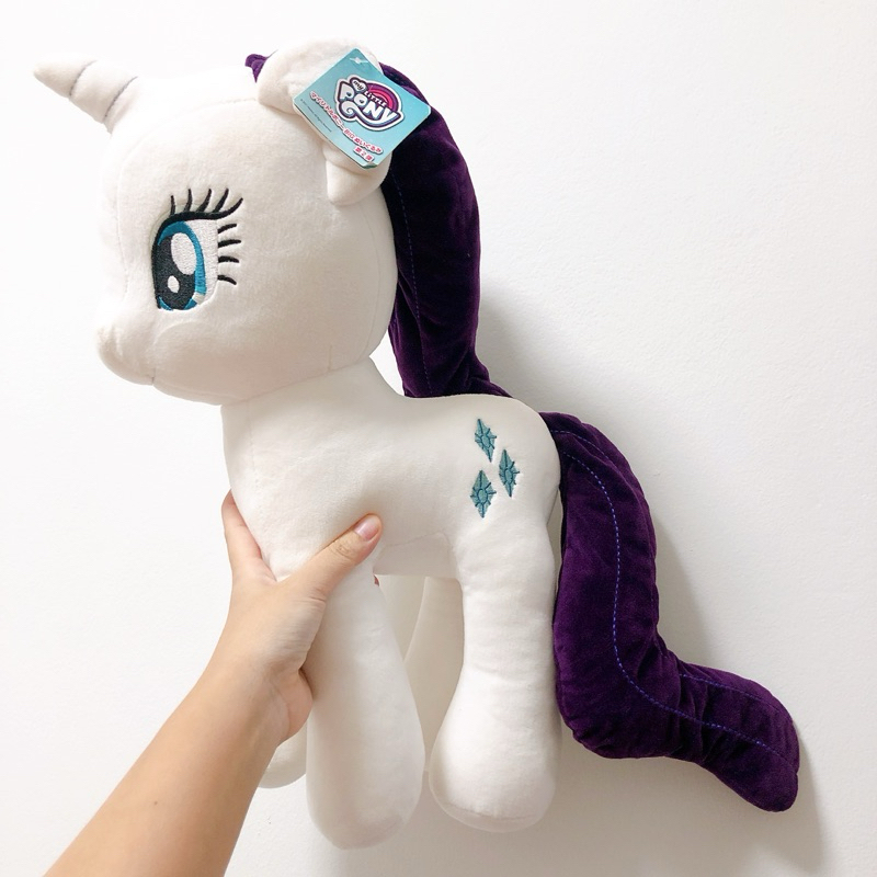 ตุ๊กตาม้าแคระสีขาว-ม่วงโพนี่ MY LITTLE PONY ตัวใหญ่ มีน้ำหนัก*มีตำหนิเลอะเยอะต้องซัก ขอคนรับได้