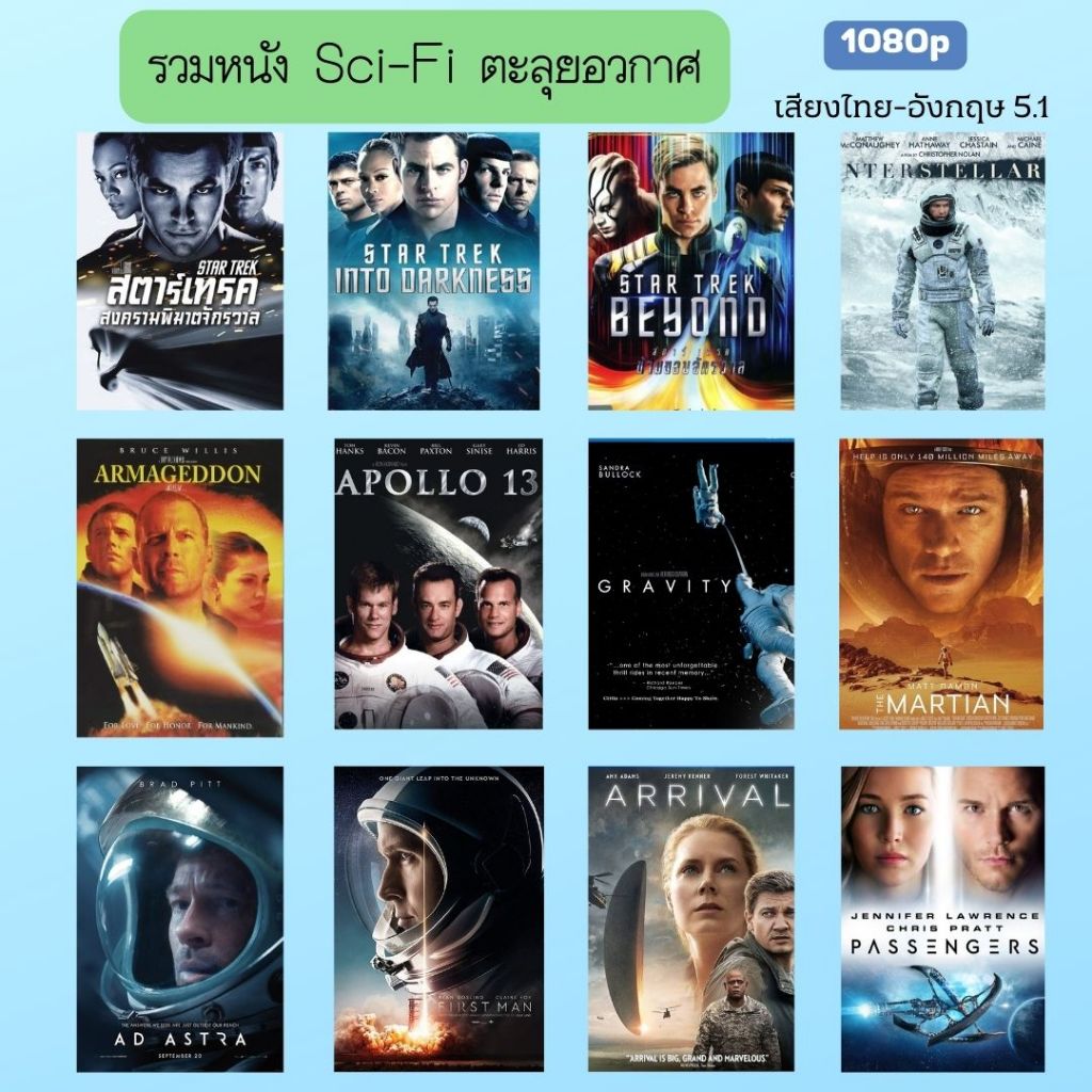 USB FLASH DRIVE รวมหนัง Sci-Fi ตะลุยอวกาศ 12 เรื่อง เสียงไทย-อังกฤษ 5.1 ภาพ FULL HD 1080p บรรจุอยู่ใน Flash Drive 64GB