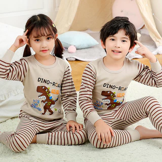 ชุดนอนเด็ก ชุดนอนเด็กโต ชุดนอนแขนยาวผ้าCotton ไชร์160 (9-10 ปี)