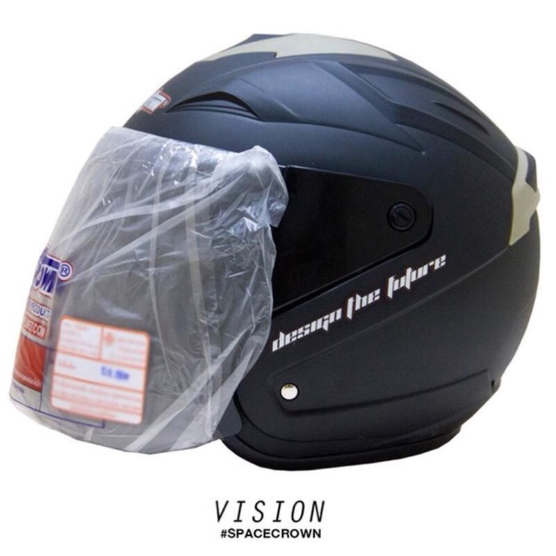 หมวกกันน็อค SPACE CROWN รุ่น VISION สีดำด้าน(มาใหม่)
