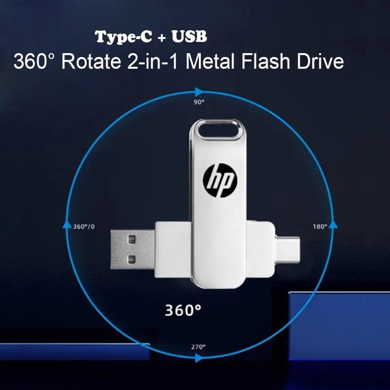 Hp แฟลชไดรฟ์ Usb 1TB 3 in 1 Otg Pendrive สําหรับ iPhone อุปกรณ์จัดเก็บข้อมูลภายนอก 2 in 1