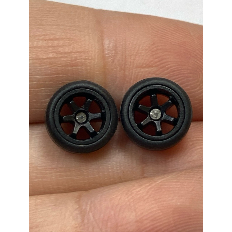 Rubber Wheels Te37 Size 9 MM Black Color For 1:64