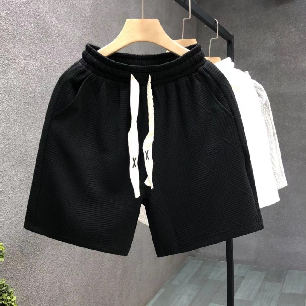 กางเกงขาสั้นผู้ชาย กางเกงขาสั้นลำลอง ไซส์ใหญ่（M-5XL） เอวยางยืดพร้อมเชือกรูดผ้าหนา