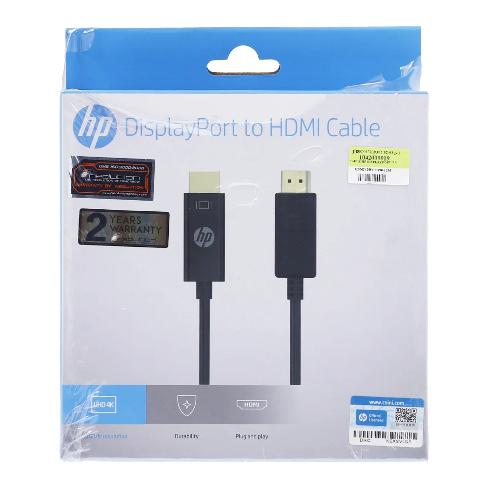 CABLE (สายจอมอนิเตอร์) HP DISPLAYPORT TO HDMI CABLE 2M (DHC-DP04)