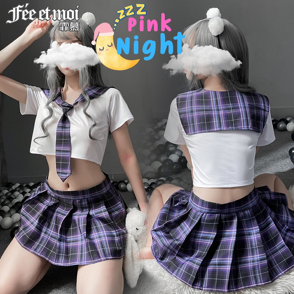 PINK NIGHT ชุดนักเรียน เสื้อเนคไท กะลาสี แถมเนคไท PN-450
