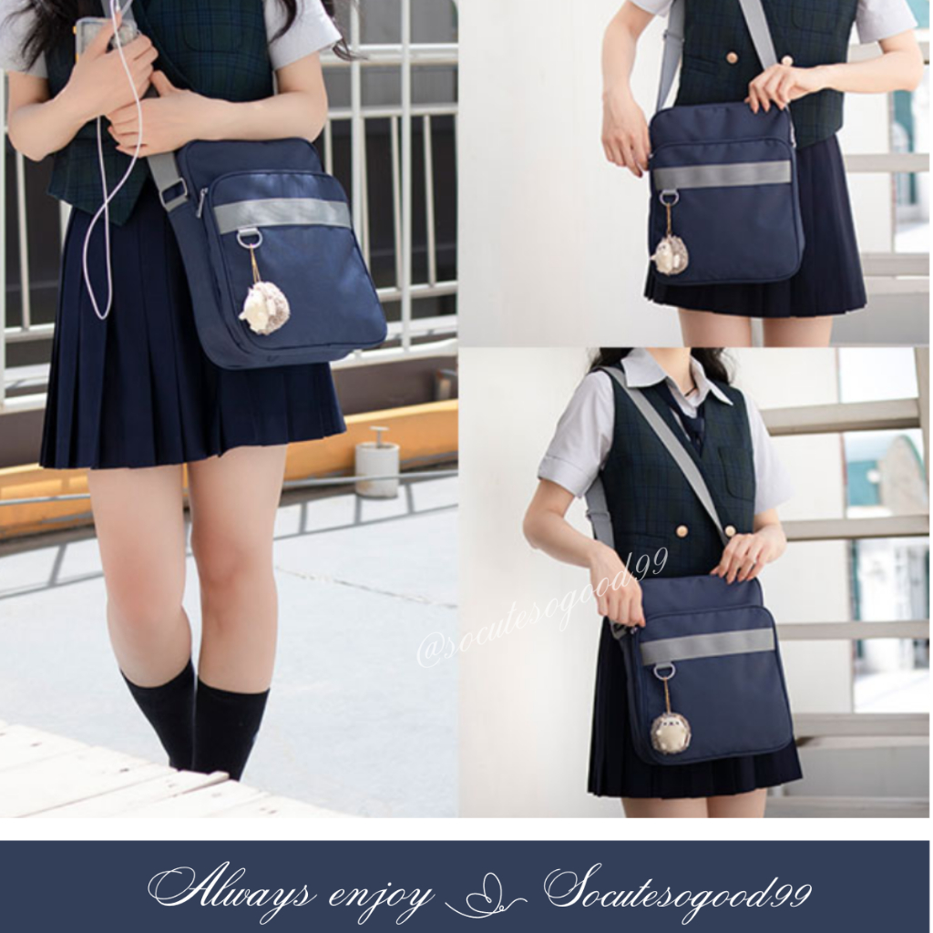 กระเป๋านักเรียนญี่ปุ่น Japanese hight school bag A4 ผ้าอ๊อกซ์ฟอร์ดกันน้ำ มีสายปรับสั้นยาวได้ #OX003