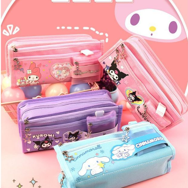 กระเป๋าดินสอ ขนาดใหญ่ จุของได้เยอะ ลาย Sanrio Cinnamoroll Melody สําหรับใส่เครื่องเขียน เครื่องสําอาง