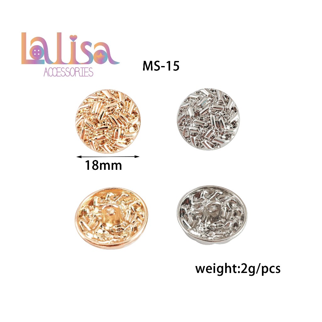 กระดุมโลหะรอบนูนทอง กระดุมTweed เสื้อแจ็คเก็ต เสื้อกันหนาว ตกแต่งเสื้อผ้า Alloy button (A-1-G-MS-15)