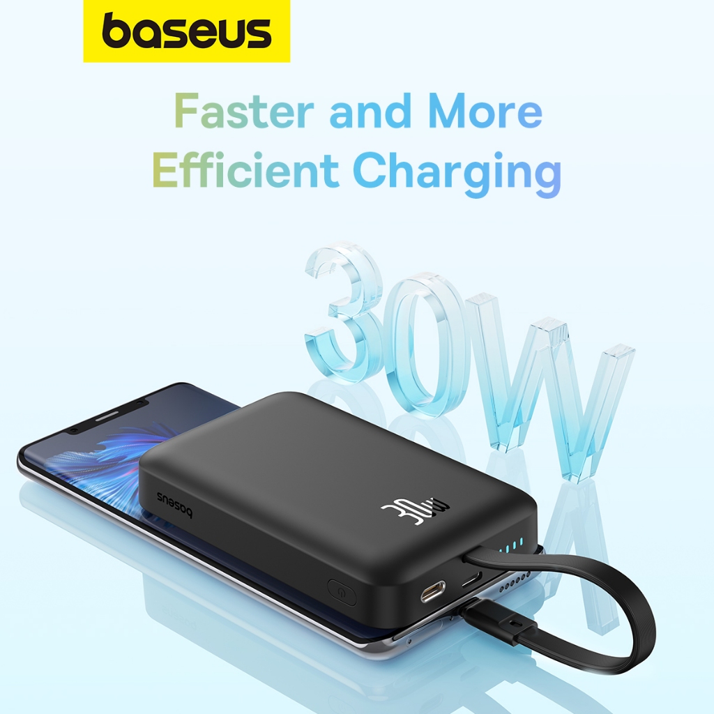 Baseus 30W Magnetic Power Bank 10000mAh PD Charging Powerbank Battery Charger Built-in Cable(With Cable)