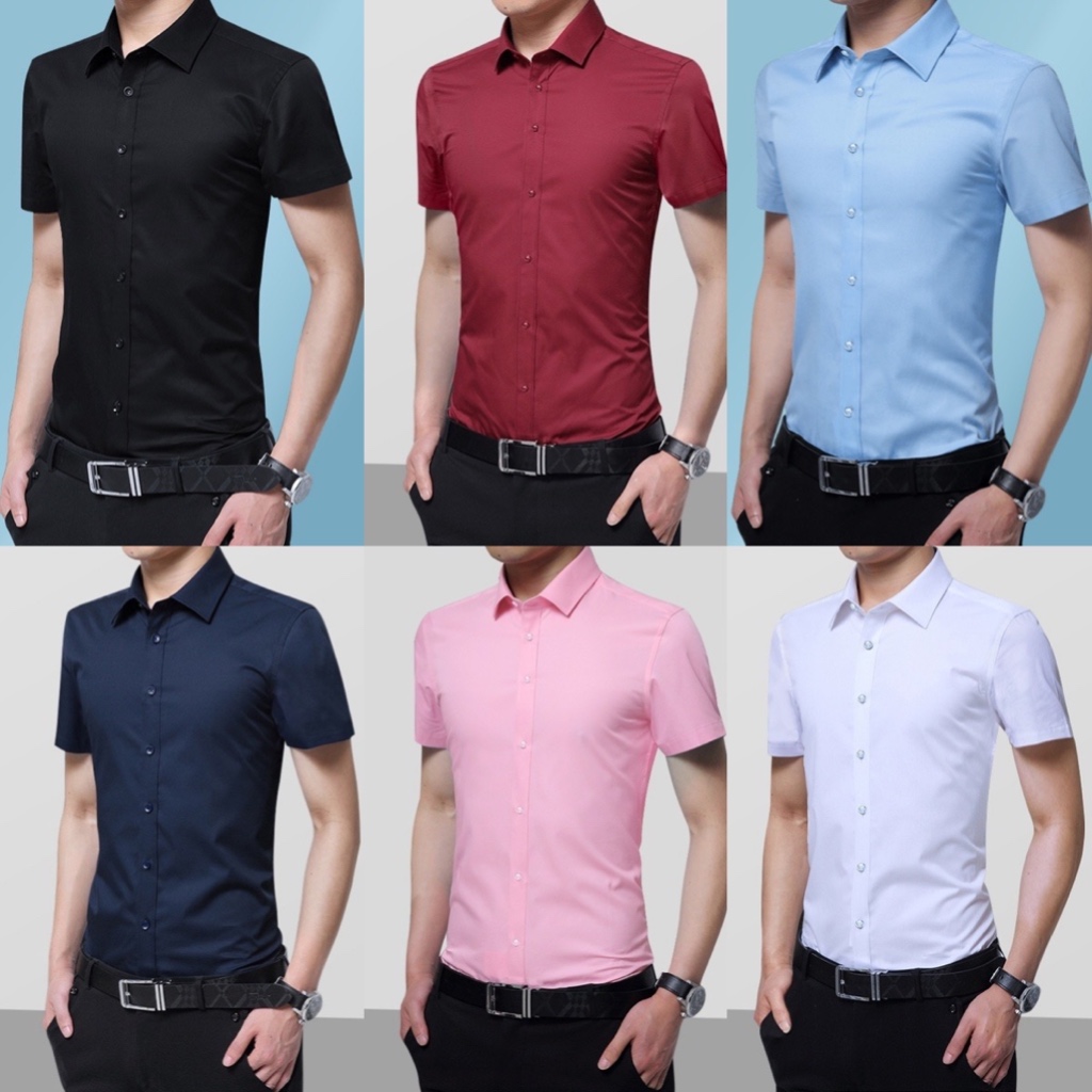 เสื้อเชิ้ต สีพื้นแขนสั้น รุ่นสลิมฟิต ใส่ทำงาน ใส่เที่ยวได้ SS32
