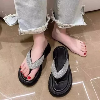 รองเท้าแตะหูคีบพื้นหนา สีสดใส สำหรับผู้หญิง