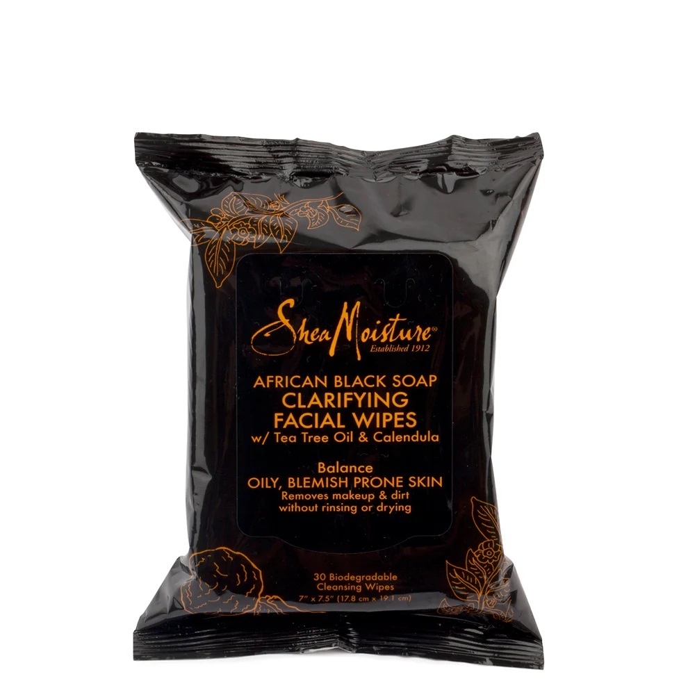 พร้อมส่ง ของแท้ Shea Moisture African Black Soap Facial Wipes (30 wipes)