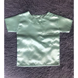 (เฉพาะเสื้อ)คอกลมผ้ามัน ชุดไทยเด็กผู้ชาย ราคาปลีก-ส่ง