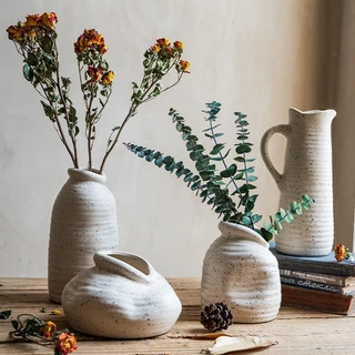 Ceramic vase สไตล์นอร์ดิกแจกันเซรามิกตกแต่งเรียบง่ายดอก ไม้ห้องนั่งเล่นนุ่มย้อนยุคคอนเทนเนอร์ ไฮโดรโพนิกบ้านศิลปะดอกไม้