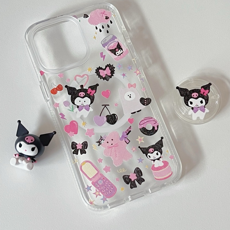 เคสสำหรับไอโฟน ลาย Blueberry love (พื้นหลังใส) - กันกระแทก Magnetic Case รองรับการชาร์จแบบไร้สาย (ผลิตตามออร์เดอร์)