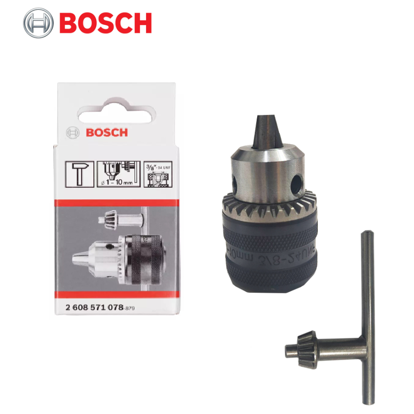 BOSCH หัวสว่าน 10MM 3หุน 3/8 รุ่น 2608571078 ขนาดของหัวจับดอก (1 – 10 มม.) ของแท้100% สินค้า