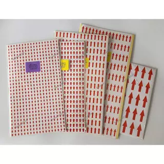 สติ๊กเกอร์ เครื่องหมายลูกศรสีแดง 10 แผ่น ขนาด 2x4cm, 1x3cm, 1x2cm, 0.9x1.2cm