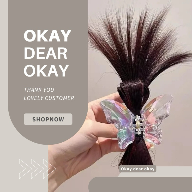 พร้อมส่ง Hair claws | กิ๊บผมปลอม ผีเสื้อคริสตัล แฮร์พีชแบบกิ๊บ สไตล์เกาหลี ไหมนิ่ม