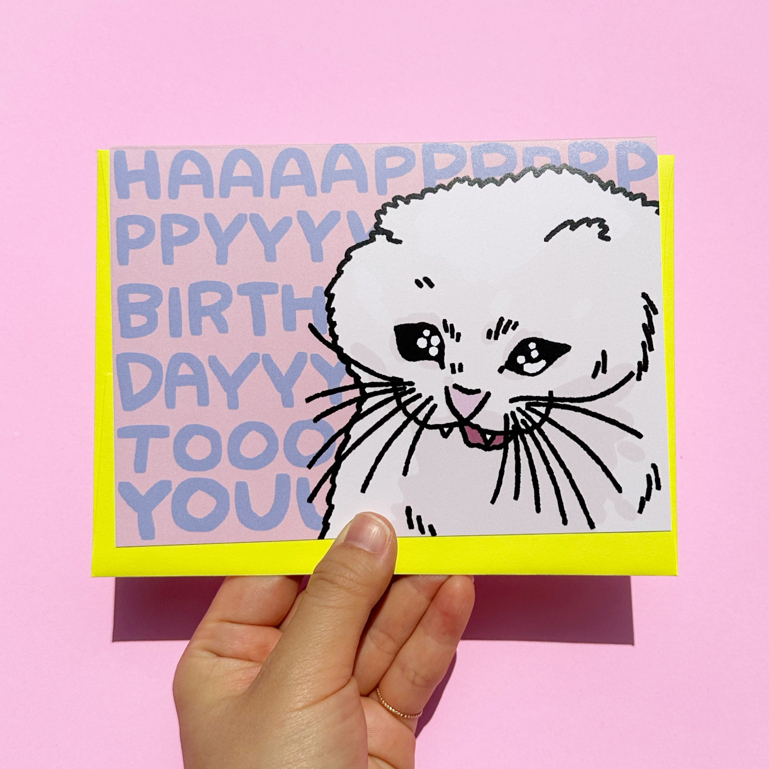 การ์ดวันเกิด Birthday Screaming ลายแมวกวนๆ การ์ดวันเกิดน่ารัก ลายแมว | Funny Cat happy birthday card