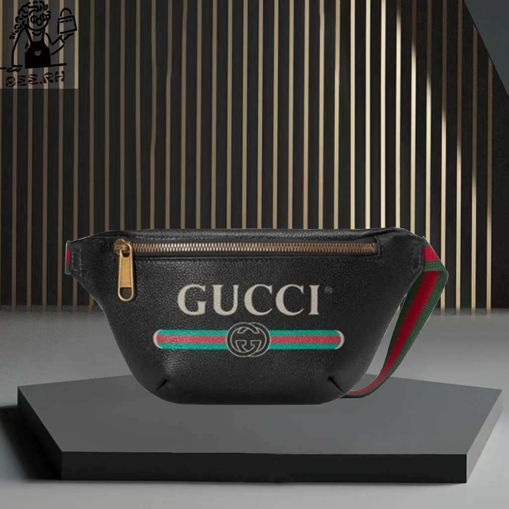 👜กระเป๋าถือ Gucci Print Leather Belt Bag ของแท้ 100%