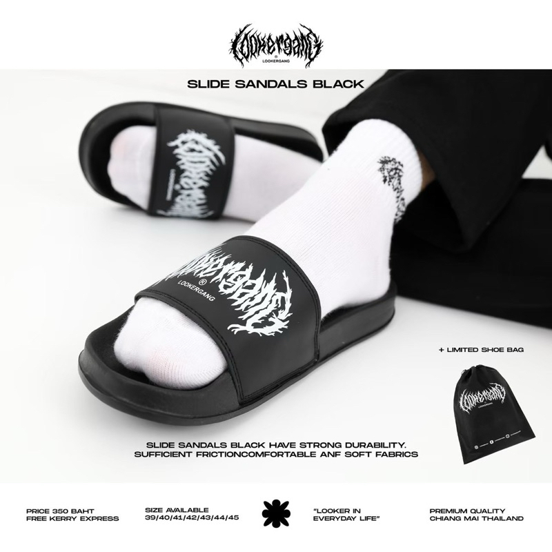 “ Slide Sandals Black “ รองเท้าแตะ LOOKER GANG (ของแท้)