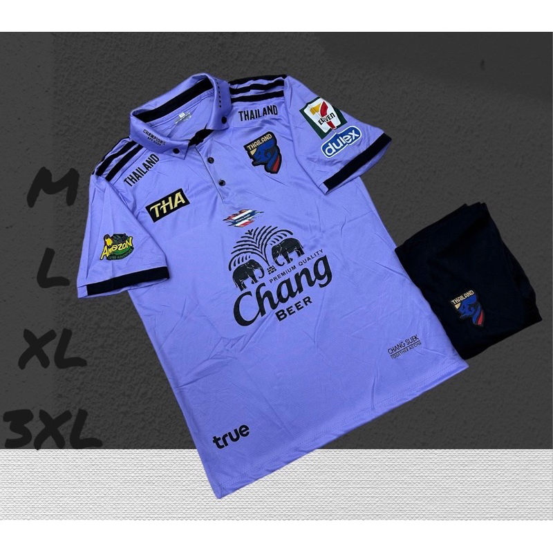 ชุดฟุดบอลชุดกีฬาเสื้อพร้อมกางเกงผ้านิ่มเย็นใส่สบายขนาดไซร้M L xL 3xL