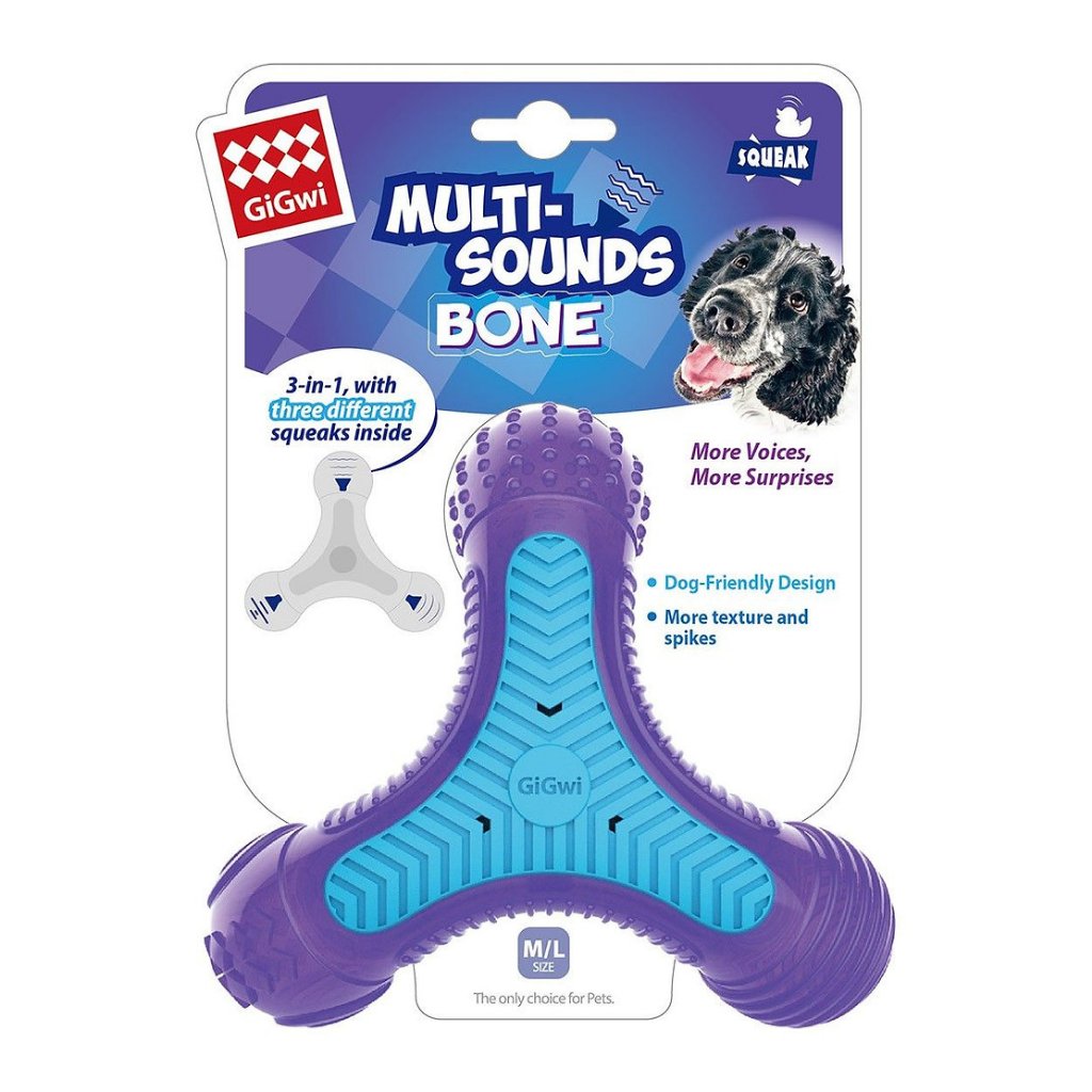 Gigwi Multi-sounds bone ของเล่นยางกัดสุนัข 3 เสียง