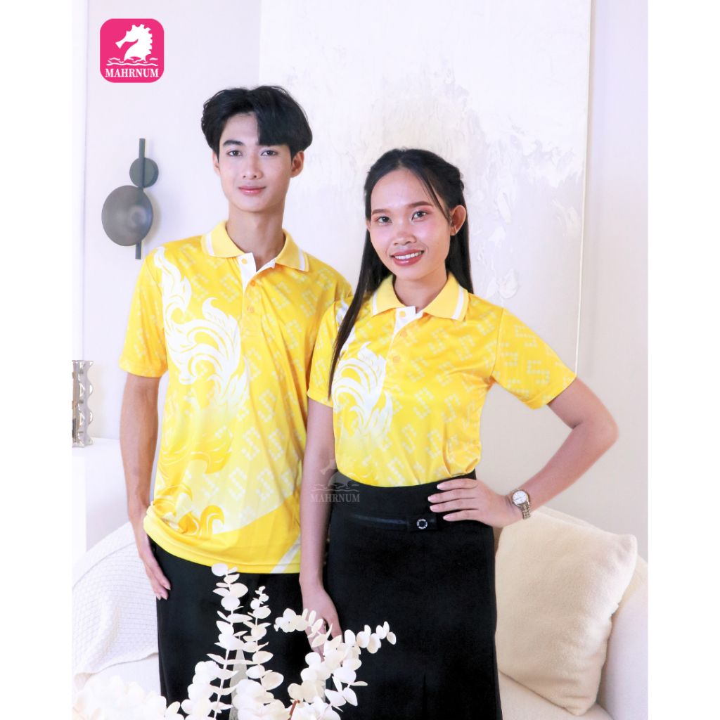 สินค้าขายดี เสื้อโปโลผ้ากีฬา ลายขอ1 สีเหลือง (ตัวเปล่า)