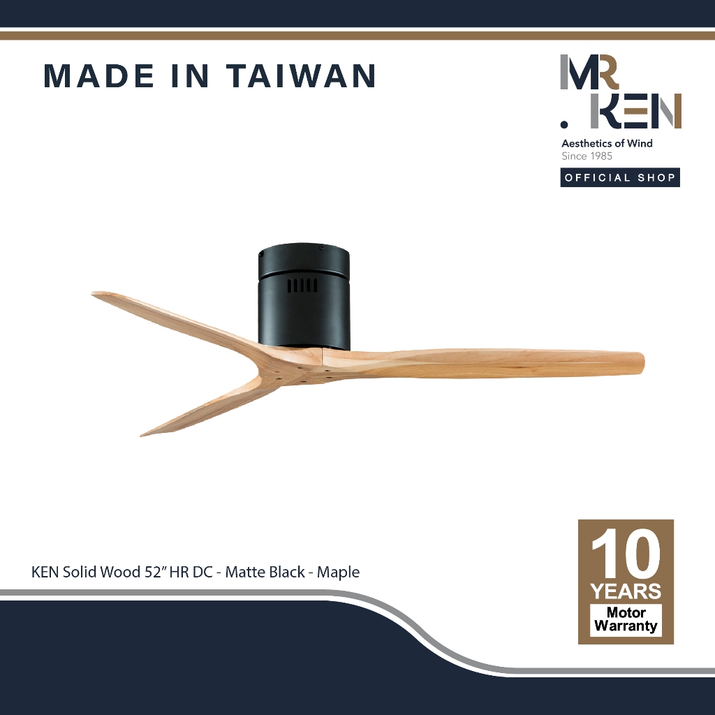พัดลมเพดาน MR KEN รุ่น KEN Solid Wood HR DC Motor  ใบพัดไม้แท้ พร้อมรีโมทคอนโทรล