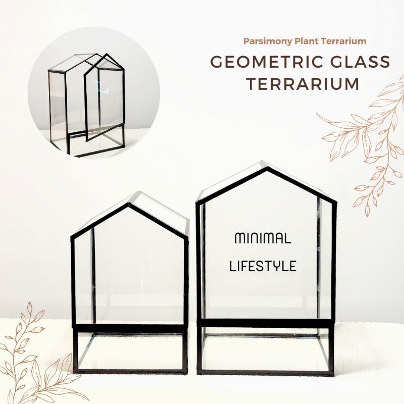 พร้อมส่ง โหลแก้วทรงเรขาคณิต พร้อมฝาปิด สวนขวด Geometric Glass Terrarium ของแต่งบ้าน