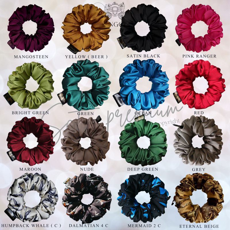 Beyongca Scrunchies รุ่น Satin Premium ยางรัดผม ลิขสิทธิ์แท้ มีให้เลือก 25 สี Rubber Band หนังยางมัดผม ผ้าซาตินพรีเมี่ยม