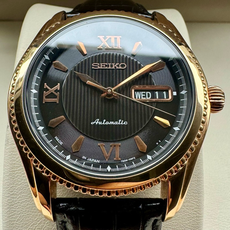 Seiko Superior Automatic Leather Strap Men's Watch SKZ316J1 Pink Gold