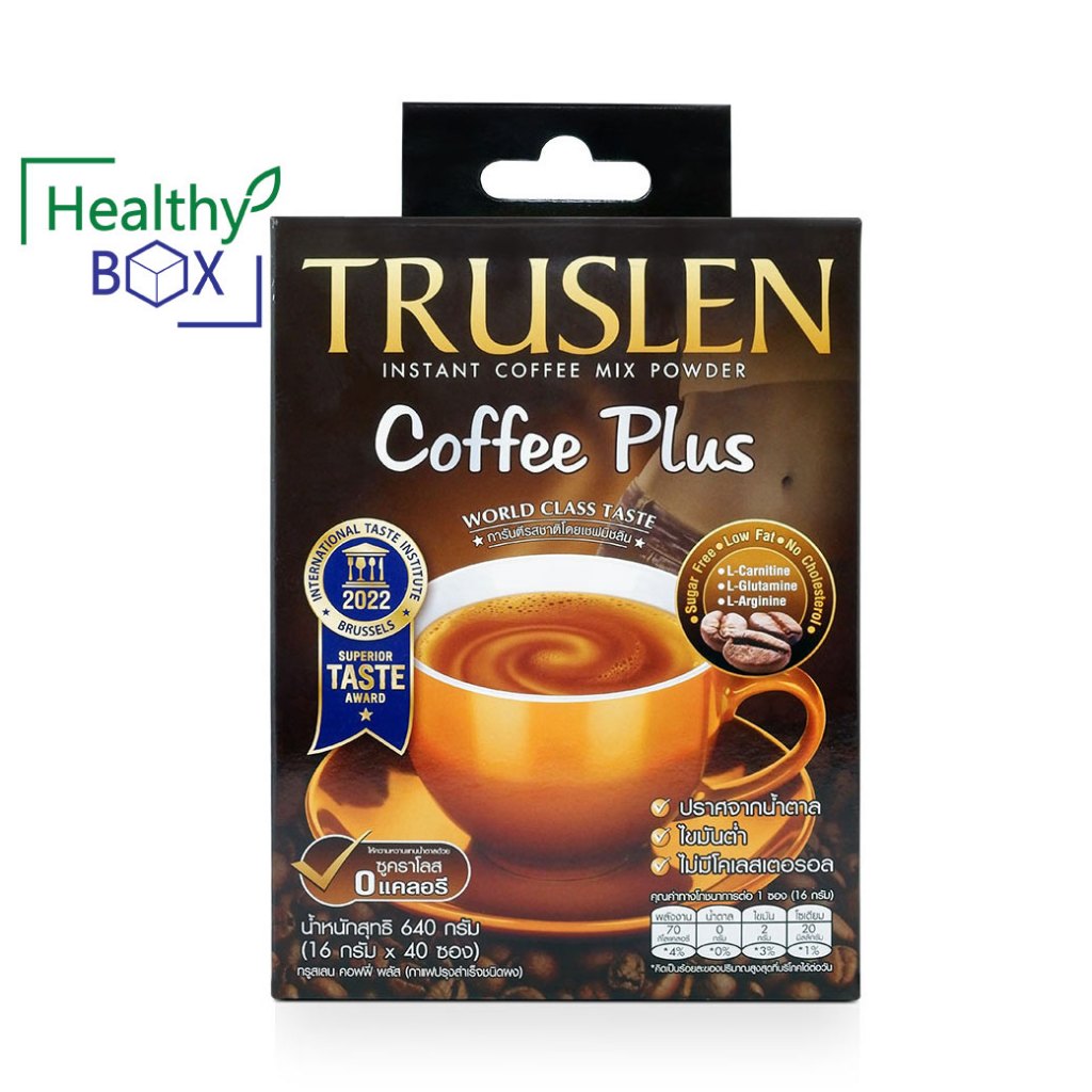TRUSLEN Coffee Plus ทรูสเลน คอฟฟี่ พลัส 40 ซอง กาแฟรสชาติเข้มข้น หอม อร่อย น้ำตาล 0%