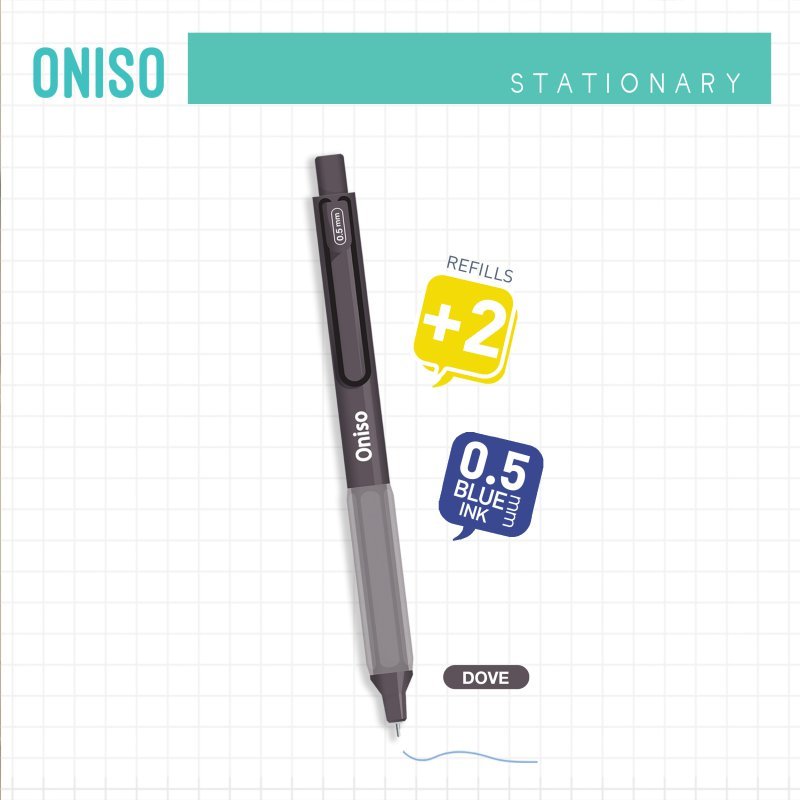 ปากกาเจล Oniso 0.5 หมึกน้ำเงิน 1 ด้าม คละสี