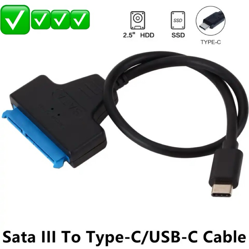 อะแดปเตอร์แปลง SATA เป็น USB สาย Type-C ไปยัง SATA III ฮาร์ดไดรเวอร์สำหรับ2.5 "hdd/ssd SATA III ฮาร์ดดิสก์ไดรฟ์ USB SATA