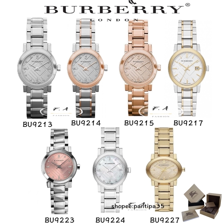 F.A Burberry นาฬิกาข้อมือผู้หญิงค่ะ แบรนด์เนม ของแท้ รุ่น BU9213 BU9214 BU9227 แบรนด์ Burberry Watch