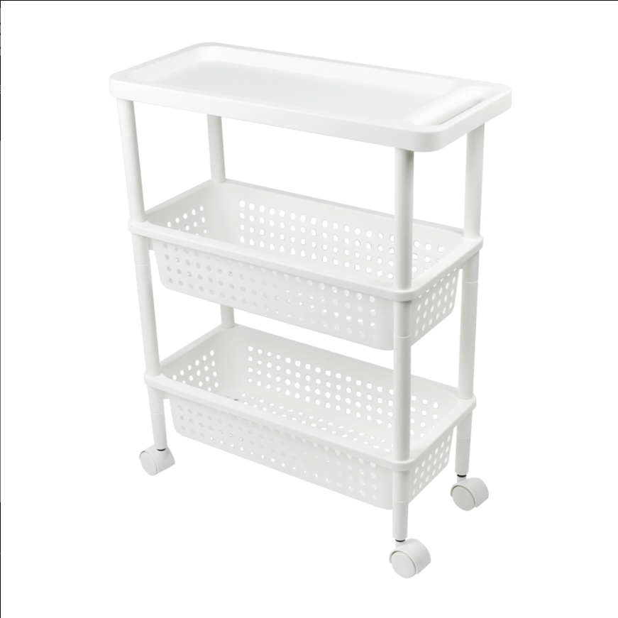 ชั้นวางของ แบบผอม 3 ชั้น มีล้อ 21.5x48.x78.1 ซม. พลาสติก Keyway AH53 - 1 ชุด