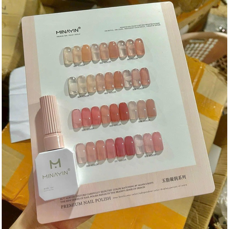 MINAYIN jelly Aเนื้อสีไซรัปไม่บางคะ ชุด 12 สีแถมชาร์ทสำเร็จสำเร็จค่ะ
