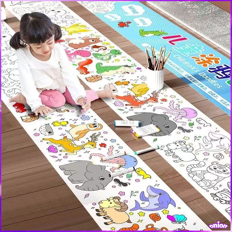 🌈COD👶 3 เมตร โปสเตอร์ระบายสียักษ์ ภาพระบายสี ยักษ์ กระดาษระบายสีแผ่นใหญ่ การออกกำลังกายความรู้สึกสี ลวดลายน่ารัก