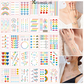 COD-ในไทย💖1บาทสติกเกอร์รอยสัก สายรุ้งรอยยิ้มสติ๊กเกอร์บรรทัด…