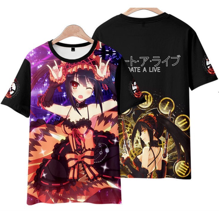 New Anime DATE A LIVE Tokisaki Kurumi T Shirt Japanese Anime Men's Loose Women's Casual 3D Printing 