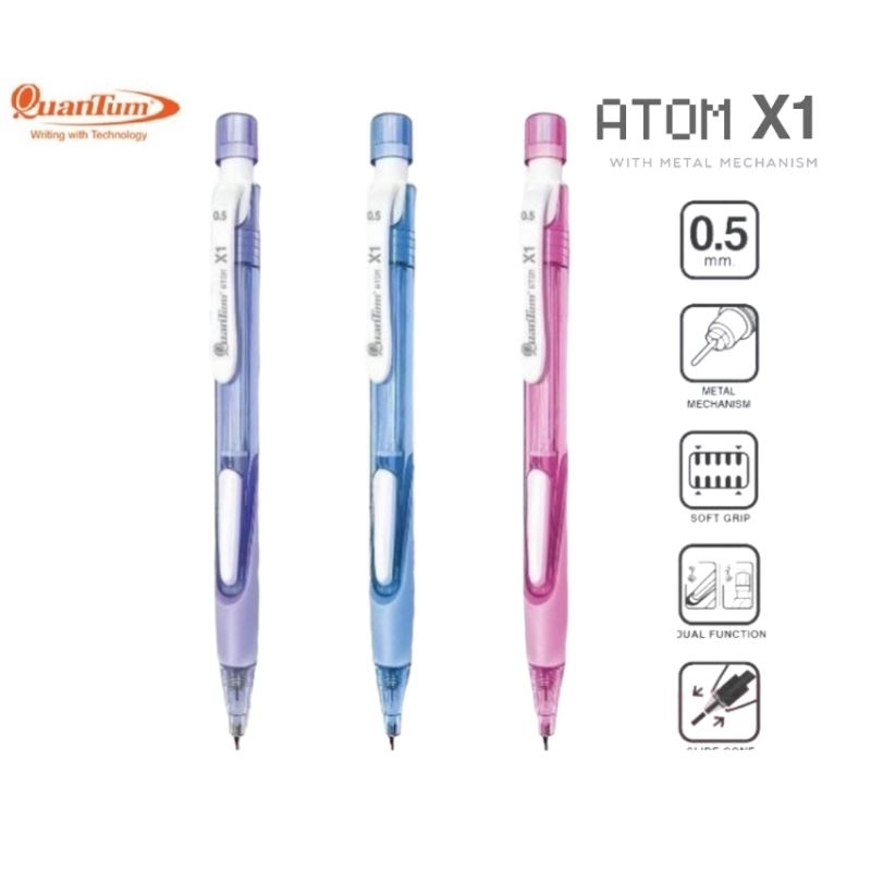 Quantum ดินสอกด Atom Side Click X1 ขนาด 0.5mm. ด้ามโทนสีใสพาสเทล