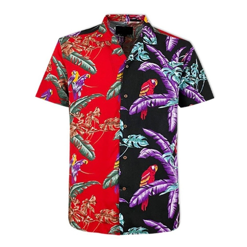 Hybrid Shirt Men ไฮบริดเสื้อเชิ๊ตผู้ชายแขนสั้น สีดำ-แดง(Black-Red)MSS-451-BL-RD