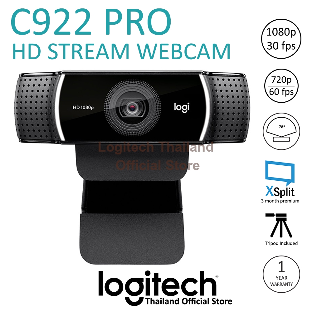 Logitech C922 Pro Stream Webcam กล้องสตรีม สำหรับโปรเพลเยอร์ ของแท้ สติ๊กเกอร์ SYNNEX