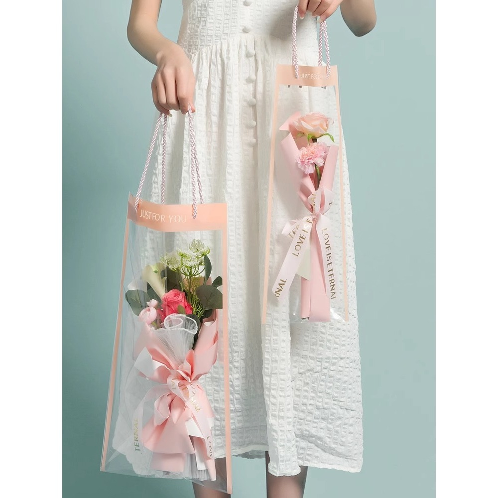 EPA กระเป๋าใส ใส่ดอกไม้ ช่อดอกไม้กระเป๋าถือ อุปกรณ์จัดดอกไม้ ถุงของขวัญดอกกุหลาบ ถุงบรรจุภัณฑ์