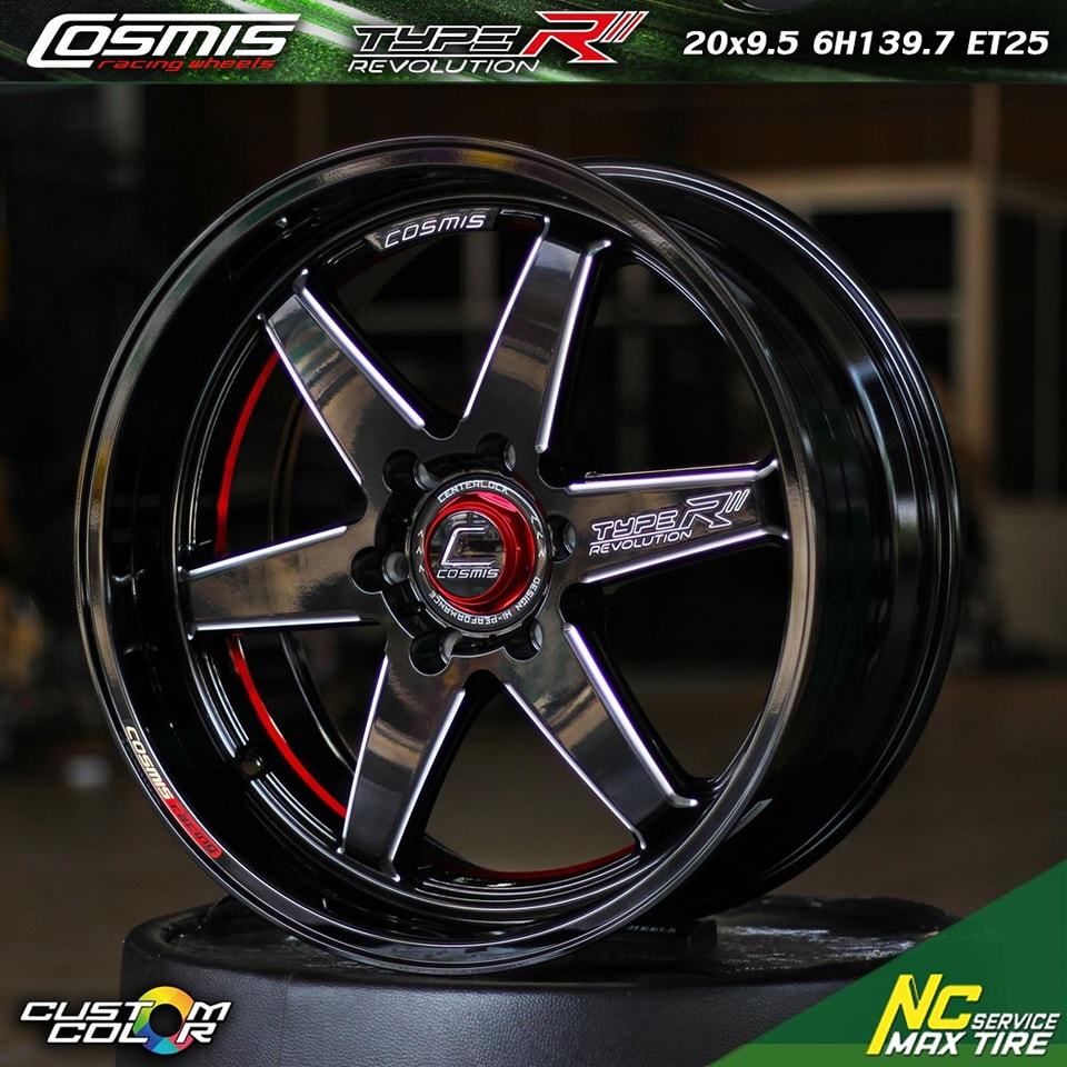 ล้อแม็กขอบ20 / Cosmis Type-R Revolution / 20x9.5 6H139.7 ET25 / สีดำcncเส้นใต้แดง / รถกระบะตัวสูงและ