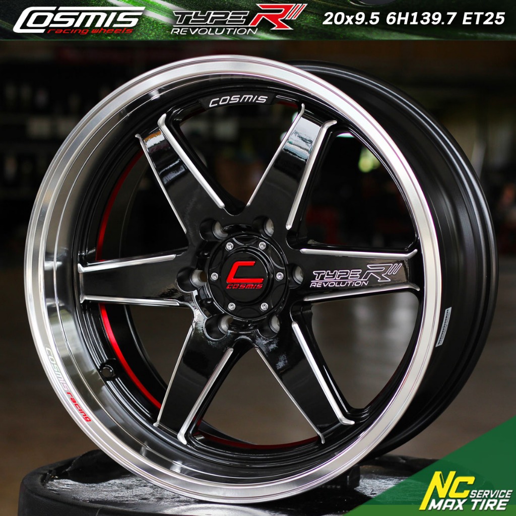 ล้อแม็กขอบ20 / Cosmis Type-R Revolution / 20x9.5 6H139.7 ET25 / ดำขอบเงาcncเส้นใต้แดง / กระบะตัวสูงแ