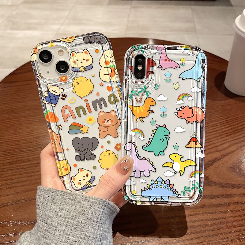 เคทน่ารักเคสโทรศัพท์ทาสีน้ำมันสำหรับiPhone 11 12 13 14 15 Pro Max 7 8 Plus X XR XS MAX ปลอกกันกระแทกซิลิโคนโปร่งใสปกหลัง