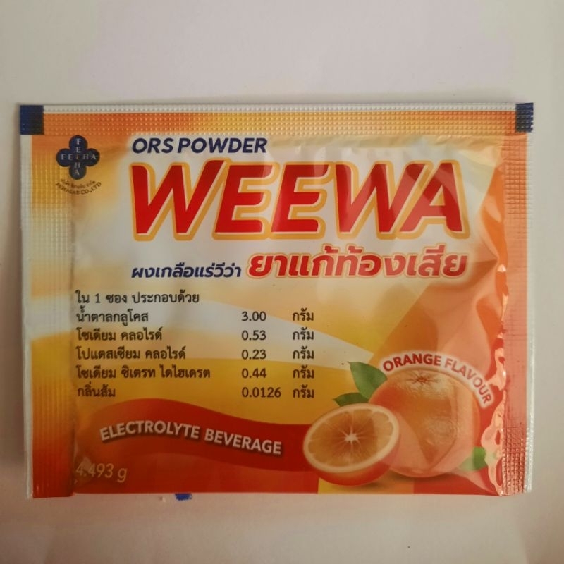 ผงเกลือแร่แก้ท้องเสียวีว่า WEEWA 1 ซอง (เจ้าของเดียวกับสตรอง-เค)