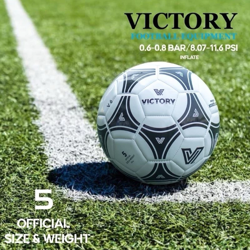 (ฟุตบอล มาตรฐานเบอร์ 5)บอลหนังเย็บ ลูกบอลฟุตบอลราคาถูกๆ รุ่น Victory V6 / V5 แถมฟรีเข็มสูบลมบอล